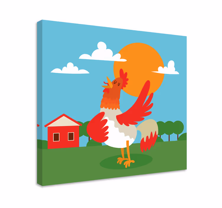Canvas schilderij dieren rooster viert de zonsopgang - TenStickers