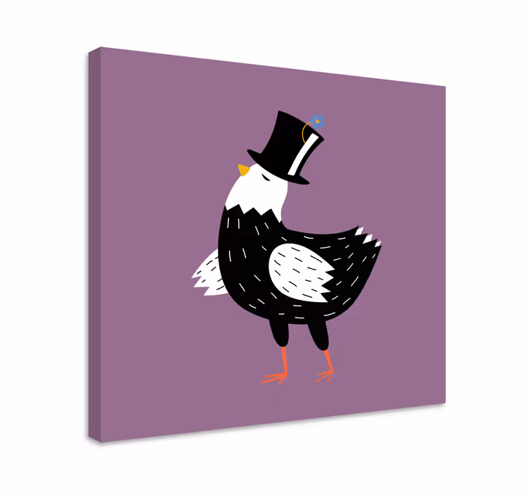 Canvas schilderij vogels dappere vogel in hoed - TenStickers
