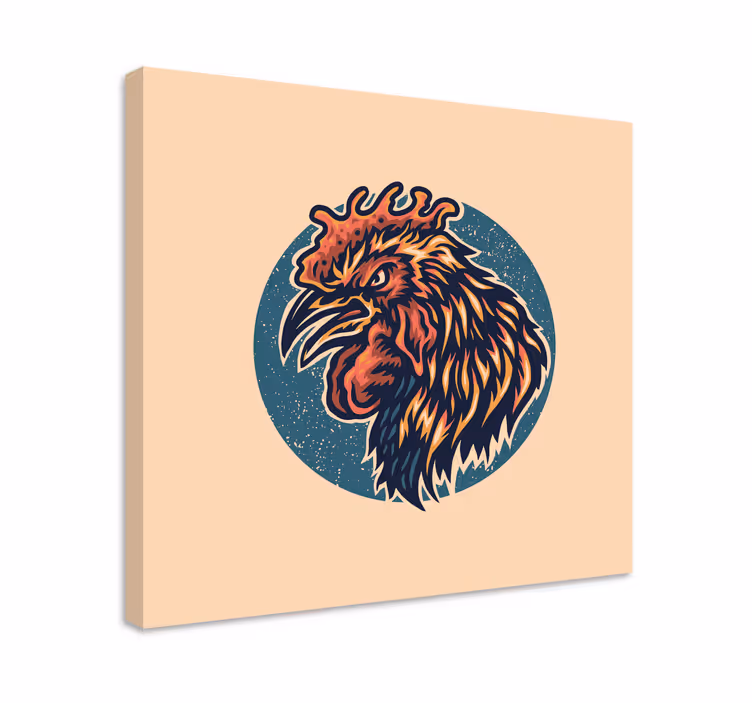 Canvas schilderij dieren hoofdportret van een rooster - TenStickers