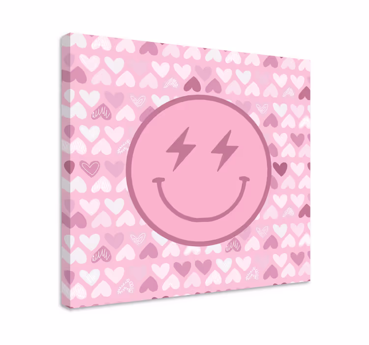 Canvas schilderij motivatie blije gezichtsicoon - TenStickers