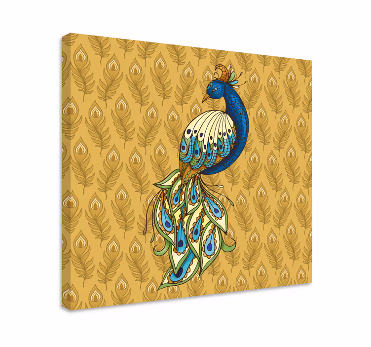 Canvas schilderij vogels Bloemen kalkoen gouden bloemen - TenStickers