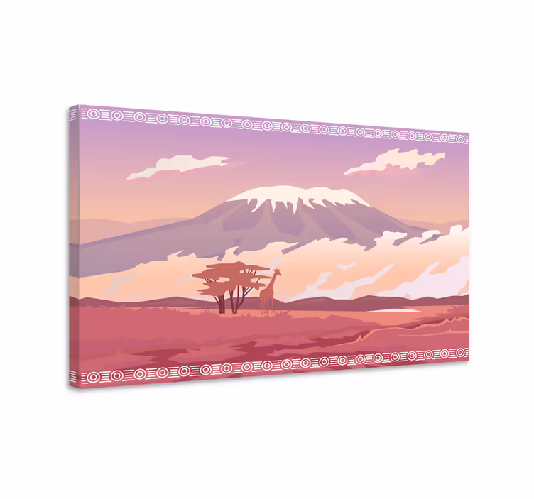 Canvas landschap giraffe bergzicht - TenStickers