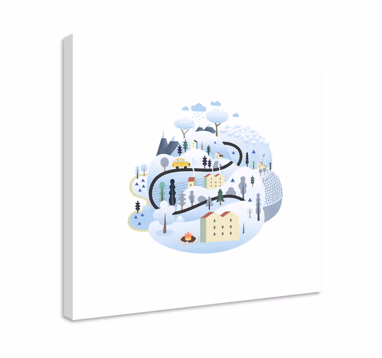 Canvas schilderij landen en steden winterse route - TenStickers