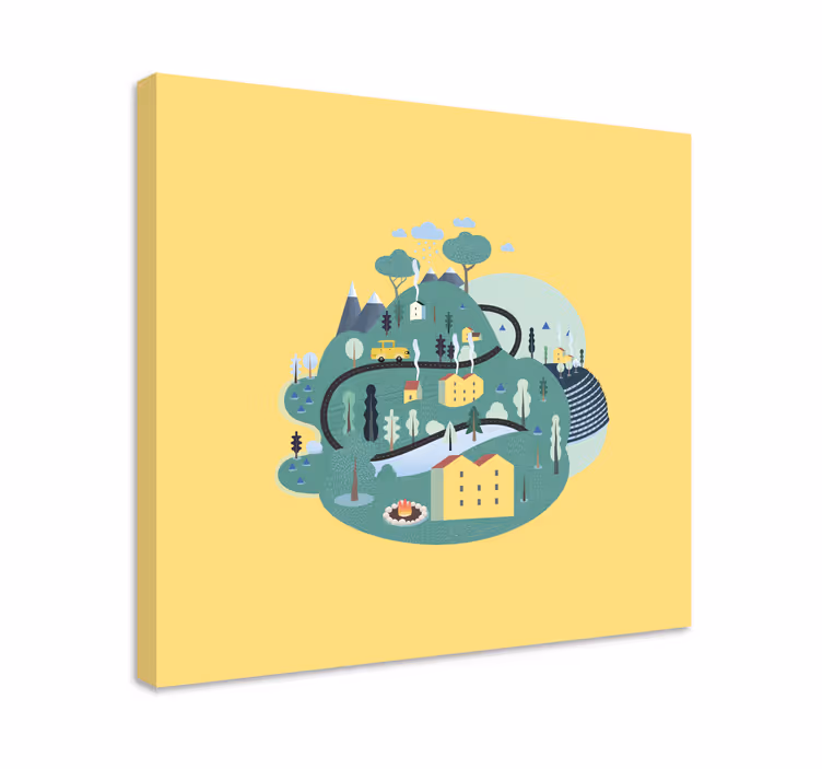 Canvas schilderij landen en steden charmant plattelandsbeeld - TenStickers