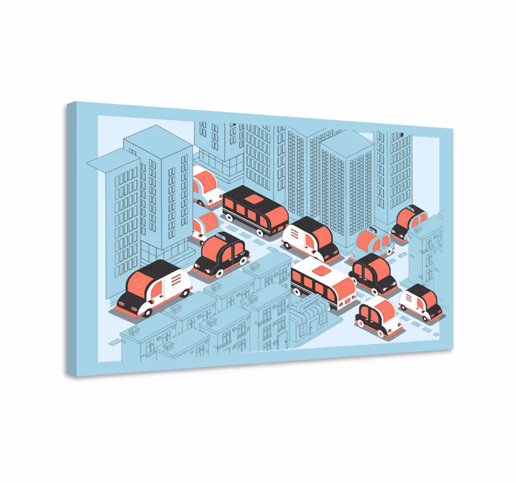 Canvas schilderij landen en steden verkeersscène - TenStickers