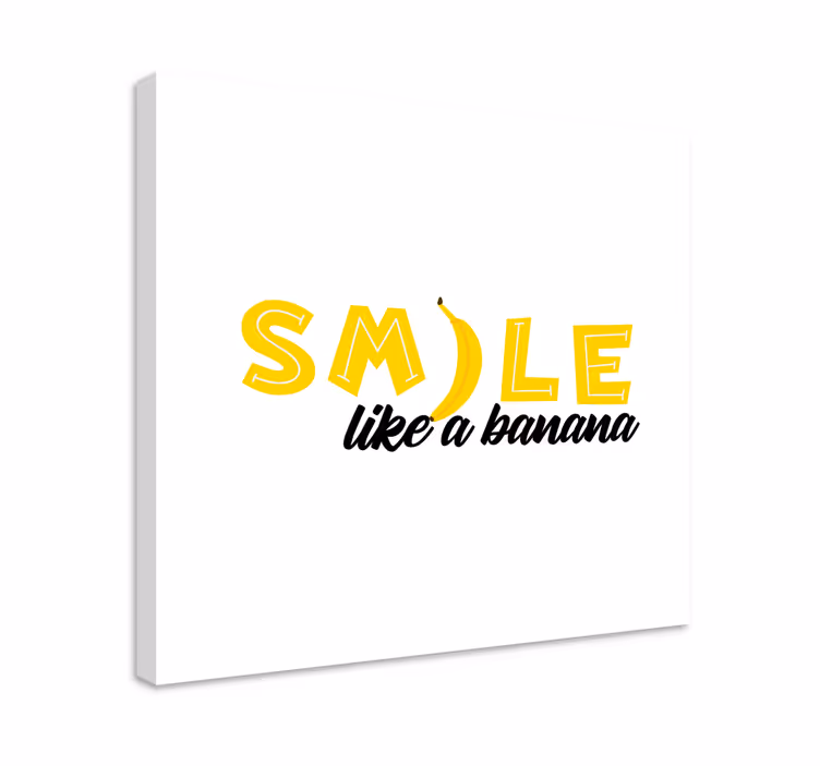 Canvas schilderij tekst smile als een banaan - TenStickers
