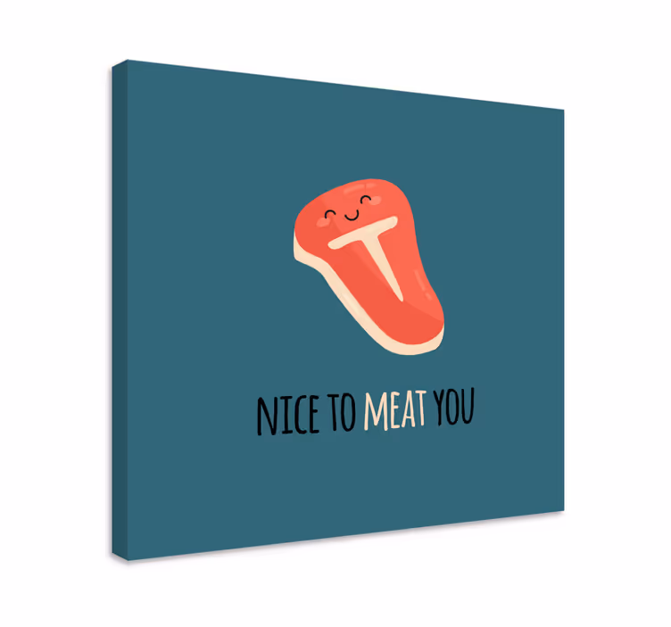 Canvas stilleven en fruit gelukkige steak glimlach - TenStickers