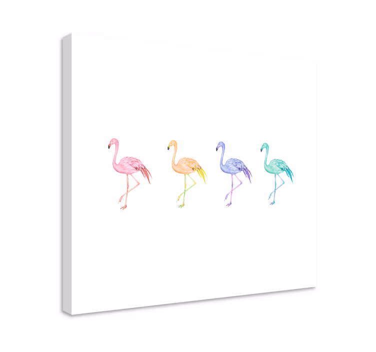 Canvas schilderij vogels diverse flamingo's collectie - TenStickers