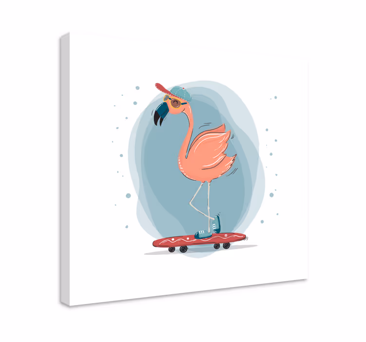 Canvas schilderij dieren skater flamingo - TenStickers