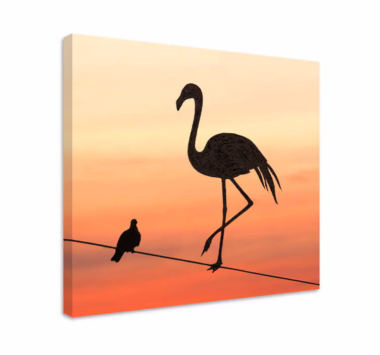 Canvas schilderij Flamingo en vogels ontwerp - TenStickers