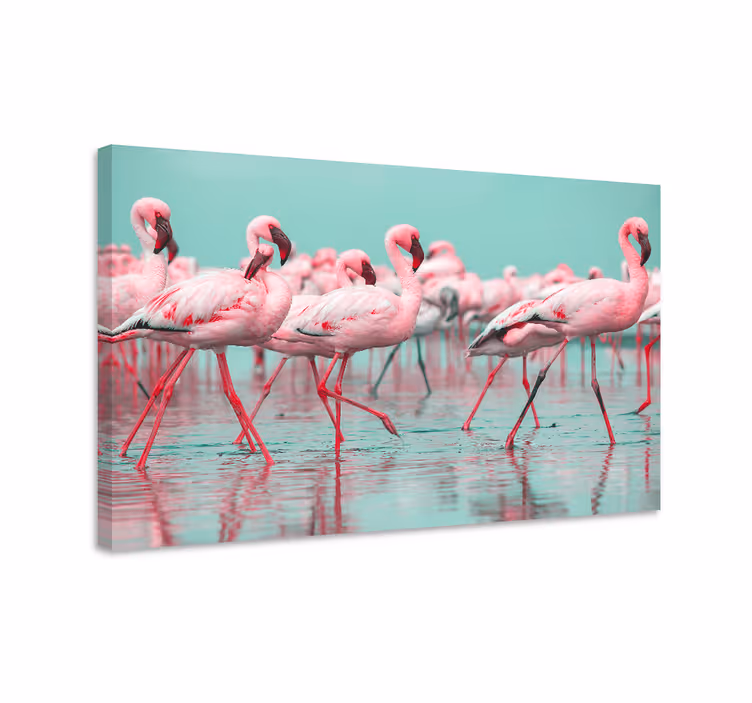 Flamingo bijeenkomst Canvas schilderij dieren - TenStickers