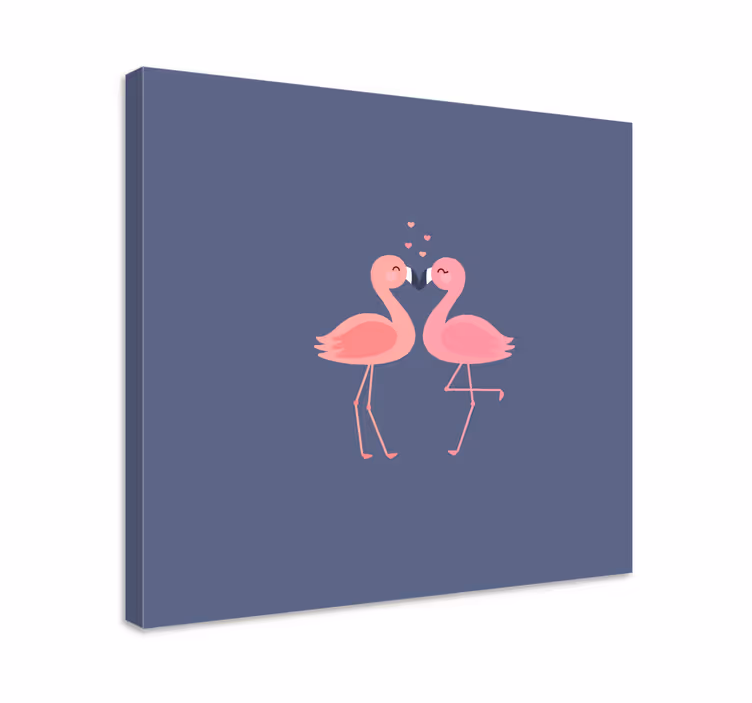 Canvas schilderij ingang Flamingo's die een hart vormen - TenStickers