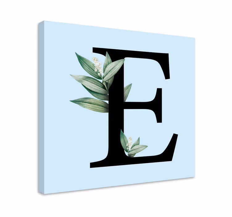 Alphabet canvas schilderij letter e met bladeren - TenStickers