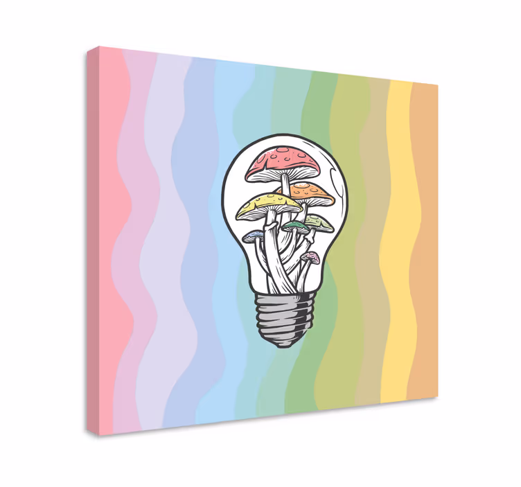 Canvas schilderij andere teksten paddestoel lamp - TenStickers