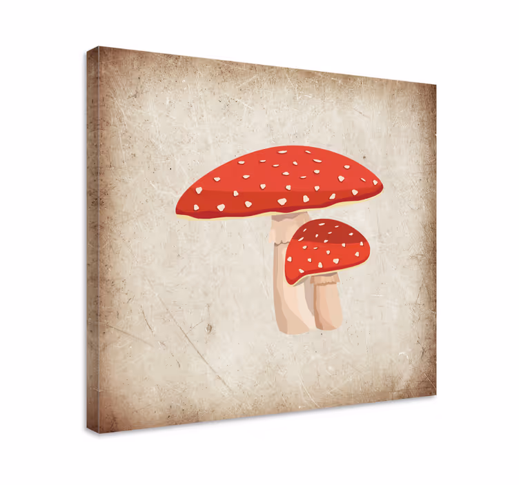 Canvas schilderij bloemen en planten paddenstoelencluster - TenStickers