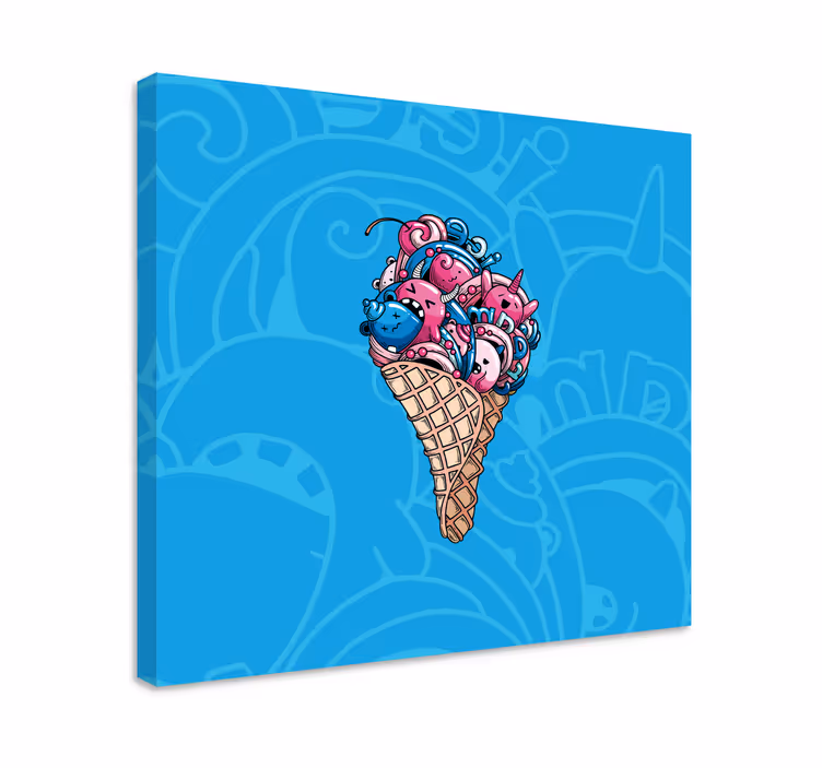Canvas schilderij muziek schattig ijsje - TenStickers
