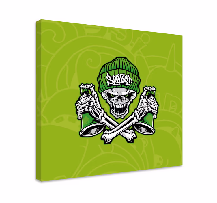 Canvas schilderij mensen en karakters schedel met bekers - TenStickers