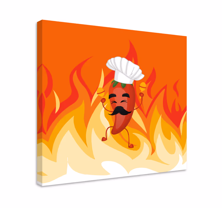 Canvas schilderij andere teksten dansende chili chef - TenStickers