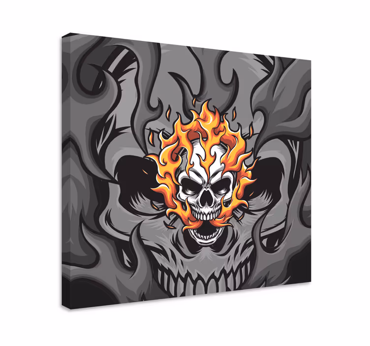 Canvas schilderij andere teksten schedel met vlammen - TenStickers