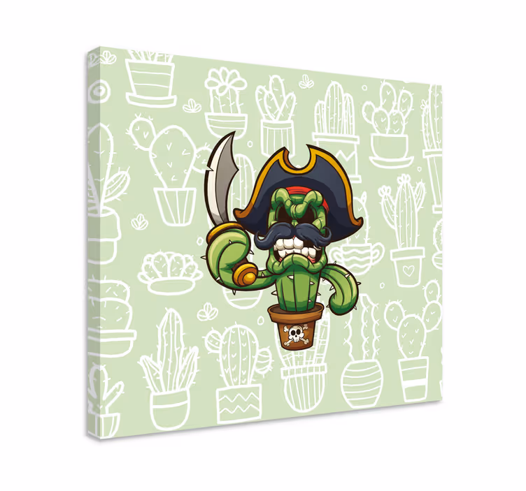 Canvas schilderij plant cactus piratenkarakter - TenStickers