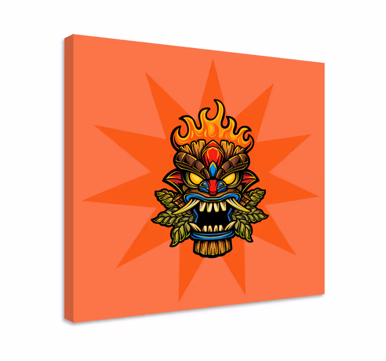 Canvas schilderij muziek vurig tribaal masker - TenStickers