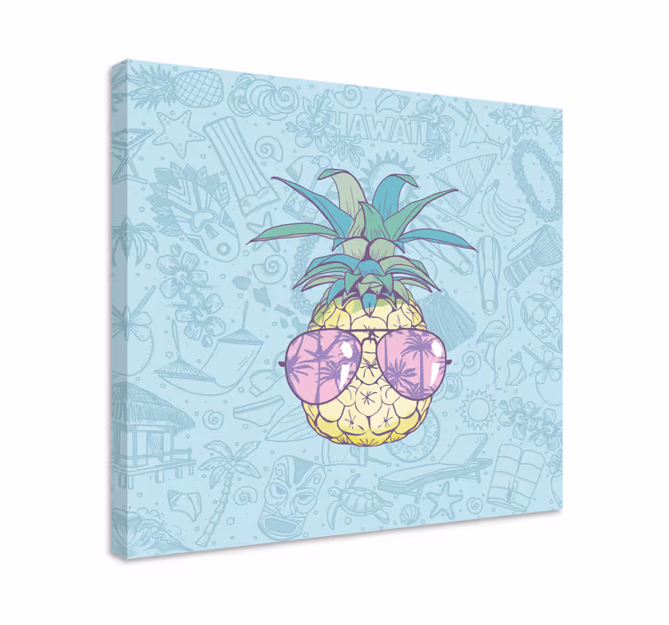 Canvas stilleven en fruit ananas met zonnebril - TenStickers