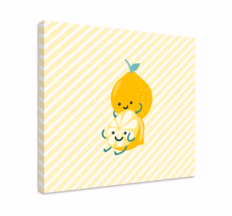 Canvas stilleven en fruit schattige citroenen omarmen - TenStickers