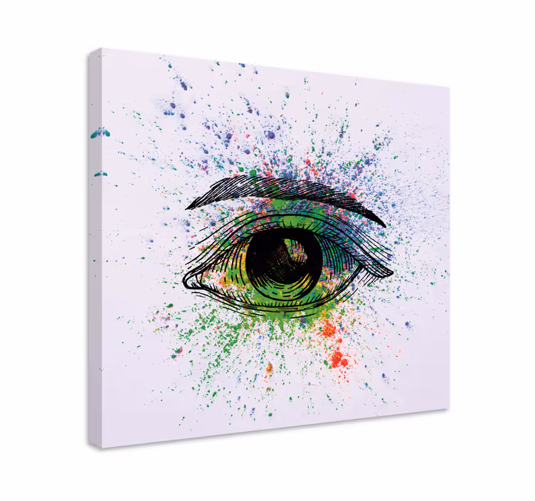 Levendige oogspatten Canvas schilderij abstract - TenStickers