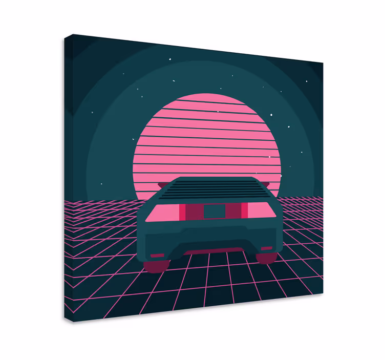 Modern canvas schilderij retro auto scène - TenStickers