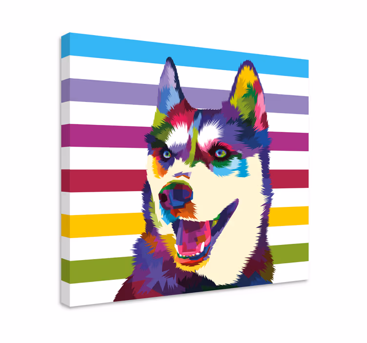 Modern canvas schilderij Hond gezicht kleurrijke pop-art - TenStickers
