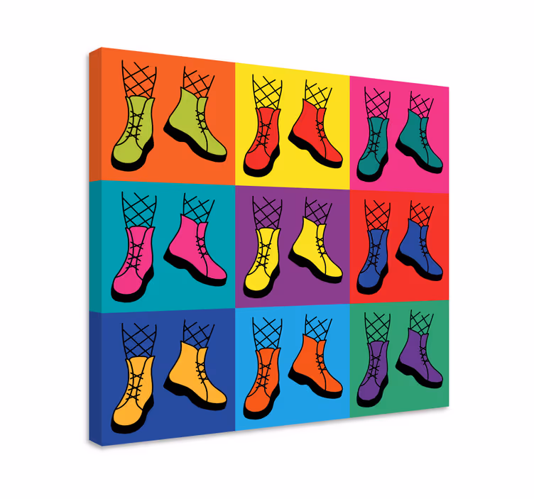 Canvas schilderij andere teksten kleurrijke veterschoenen - TenStickers