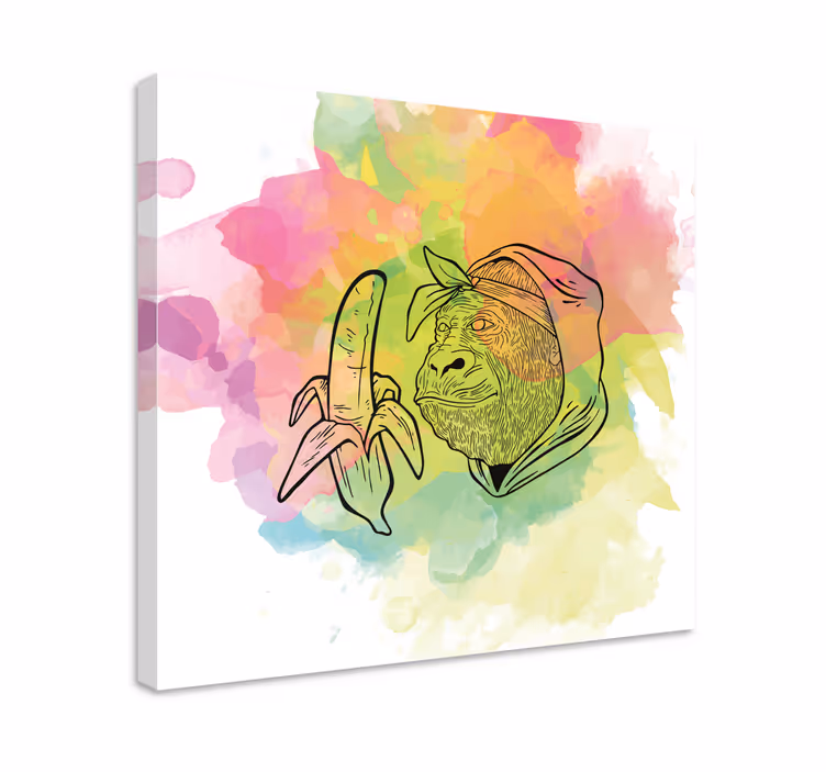 Alphabet canvas schilderij gorilla met banaan - TenStickers