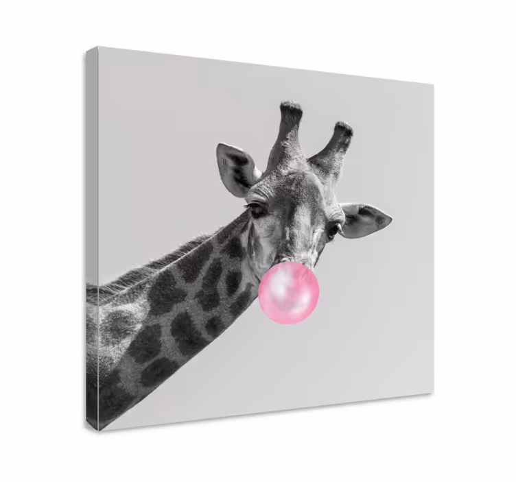 Canvas schilderij dieren giraffe met bellen - TenStickers