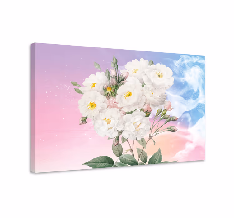 Canvas schilderij bloemen en planten witte bloemenboeket - TenStickers