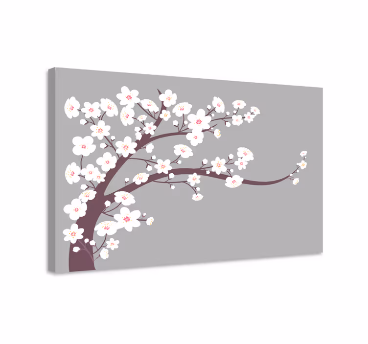 Canvas schilderij bloemen en planten sakura bloesem tak - TenStickers