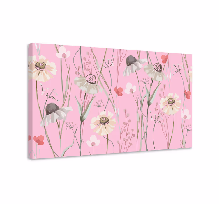 Canvas schilderij bloemen en planten delicaat bloemenpatroon - TenStickers