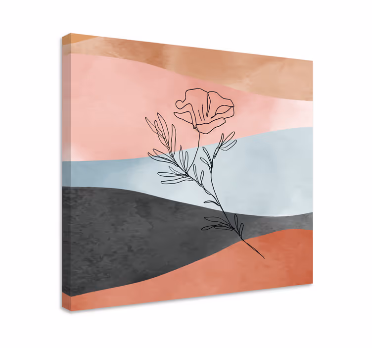 Canvas schilderij bloemen en planten abstracte bloemenschets - TenStickers