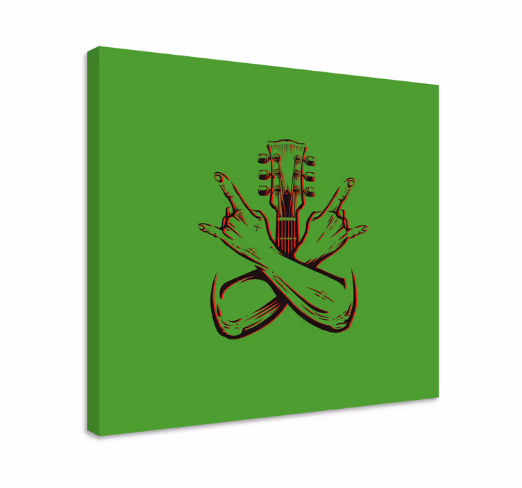 Canvas schilderij muziek gitaar hand symbool - TenStickers