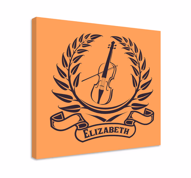 Canvas schilderij muziek viool laurier embleem - TenStickers