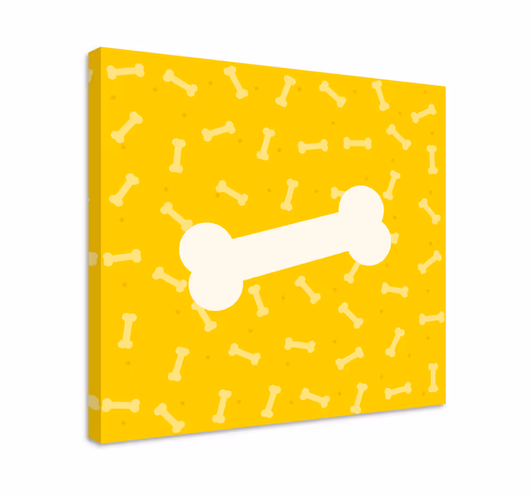 Canvas schilderij honden Schattige gele achtergrond hondenbot - TenStickers