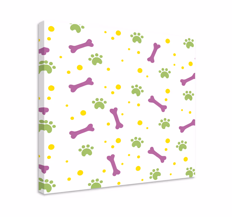 Canvas schilderij hond levendige pootafdrukken - TenStickers