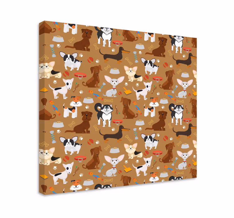 Bruine puppy's Canvas schilderij hond - TenStickers