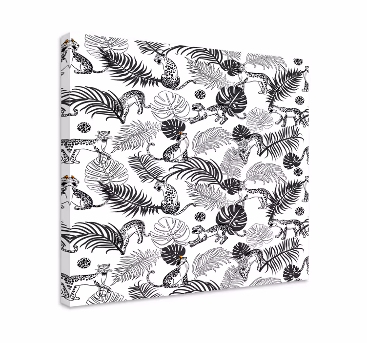 Canvas schilderij andere dieren zwart-witte jungle - TenStickers