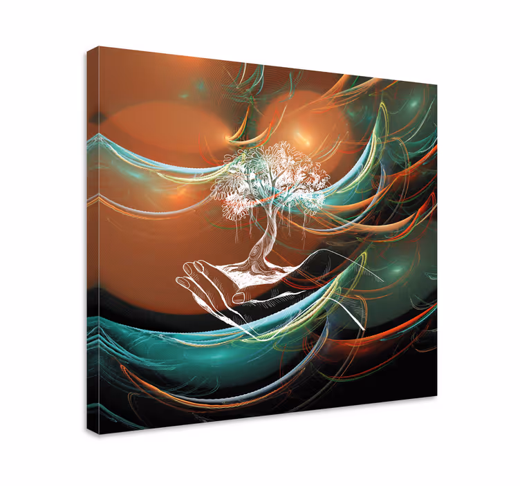 Canvas bomen hand die boom vasthoudt - TenStickers