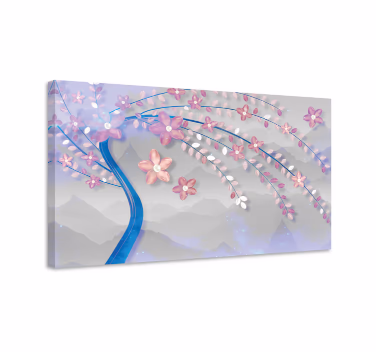 Canvas schilderij bloemen en planten sakura tak - TenStickers