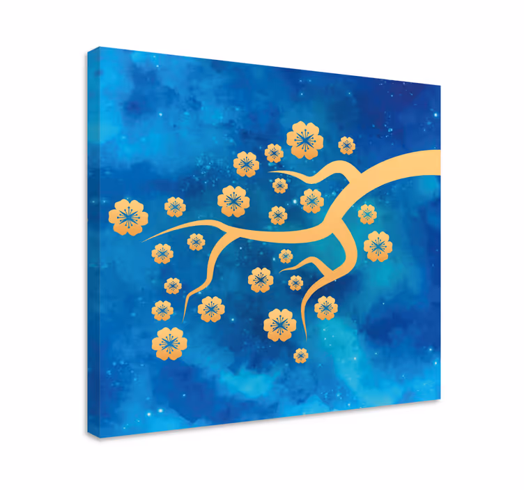 Canvas schilderij bloemen en planten bloeiende tak - TenStickers