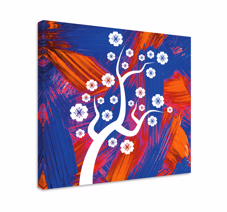 Canvas schilderij bloemen en planten witte bloesemboom - TenStickers