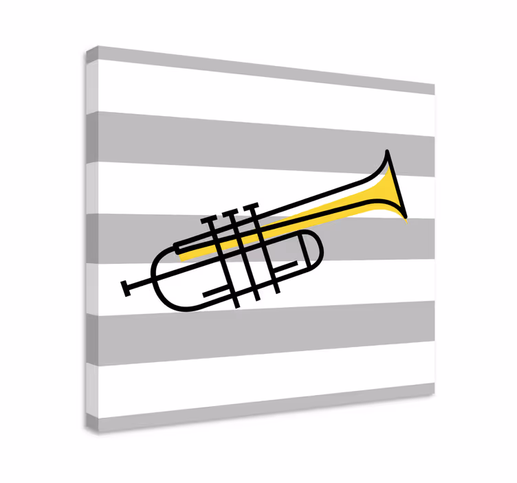 Trompet met strepen Canvas schilderij muziek - TenStickers