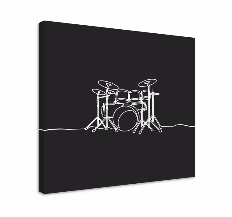 Canvas schilderij muziek drumstel contour - TenStickers