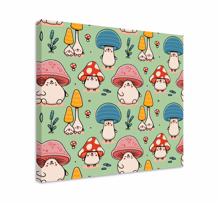 Canvas schilderij dieren schattige paddenstoelen wezens - TenStickers